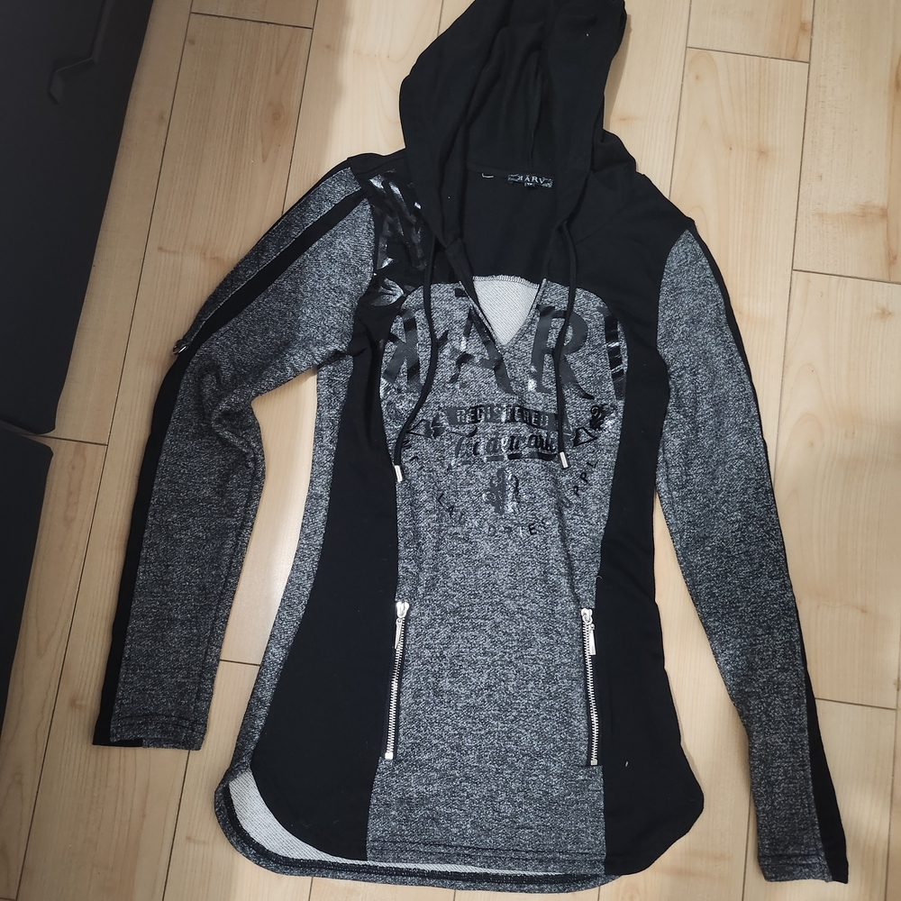 Stylish Black and Gray Women's Hoodie